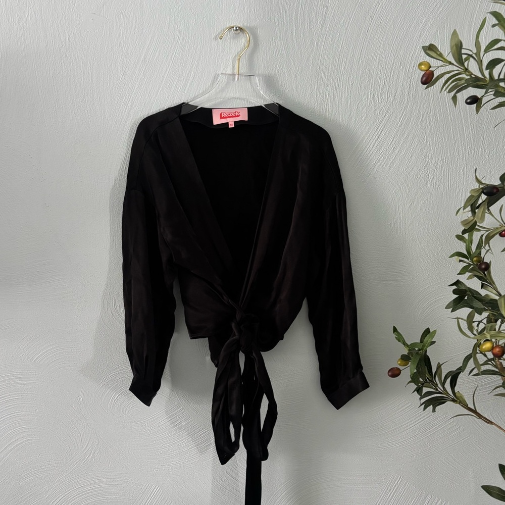 Rezek Studio Hustle Wrap Top 3 in Black